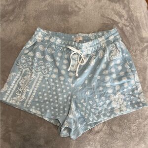 LOFT High Waist Blue Patterned Women's Shorts